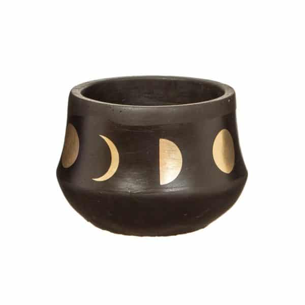 Black and gold moon phases plant pot