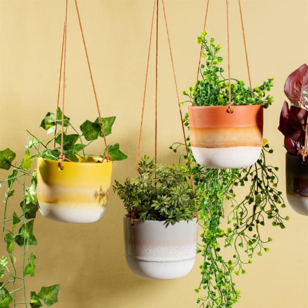 Yellow, Grey & Orange Hanging Plant Pots