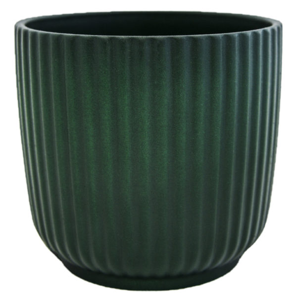 Emerald Grooved Pot on white background