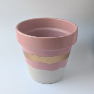 Light Pink & Gold Hand Painted Planter